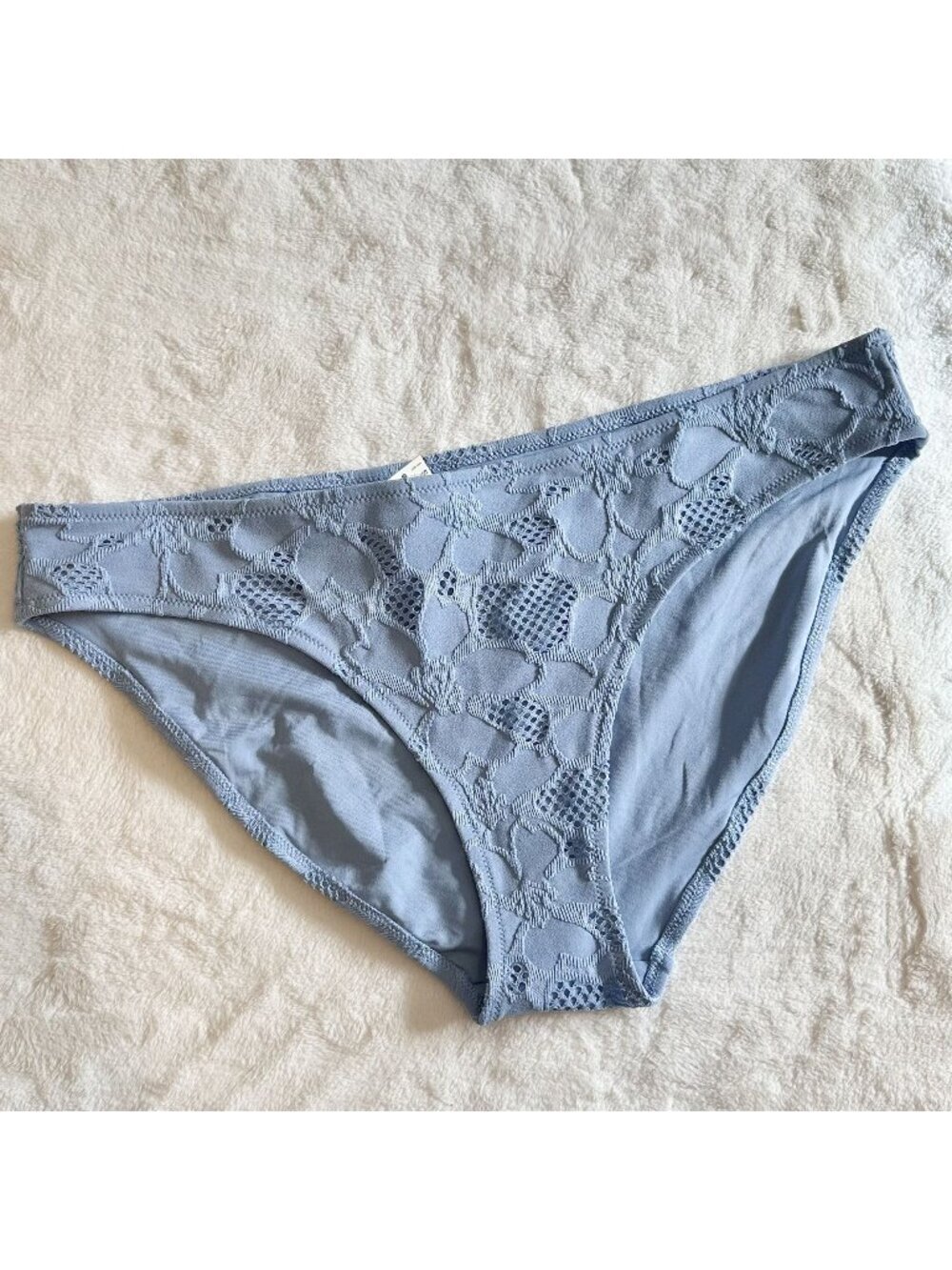 NWT Aerie Light Blue Textured Crochet Floral Bikini Bottom - Size: Extra Large